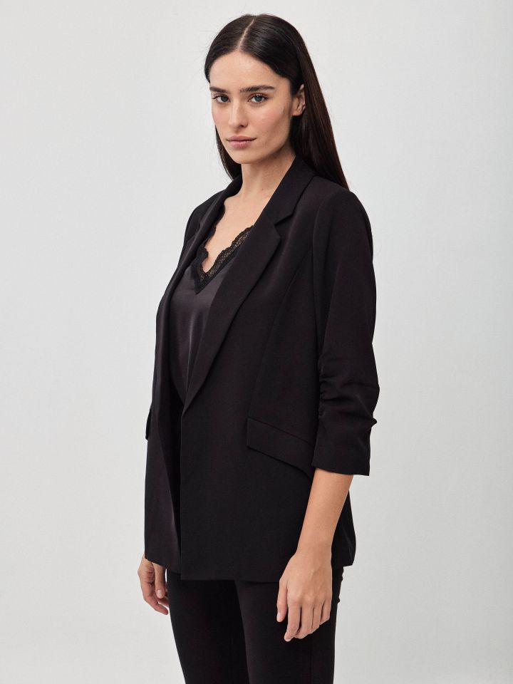 ג’קט כיווץ בשרוול PROMO בצבע שחור