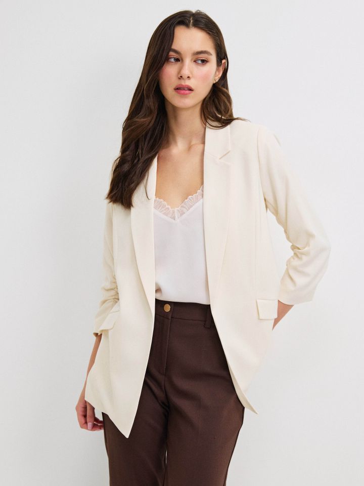 ג’קט כיווץ בשרוול PROMO בצבע בייז’