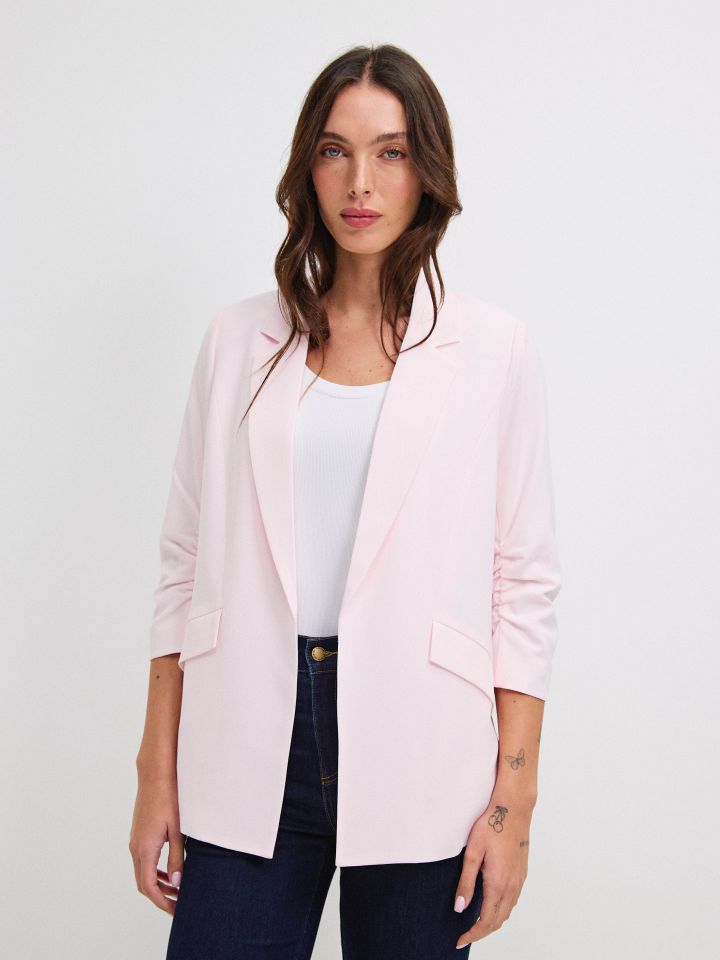 ג’קט כיווץ בשרוול PROMO בצבע ורוד