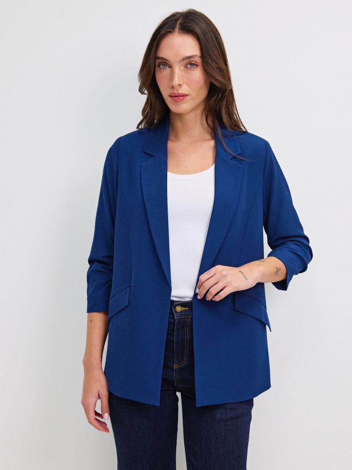 ג’קט כיווץ בשרוול PROMO בצבע כחול אינדיגו