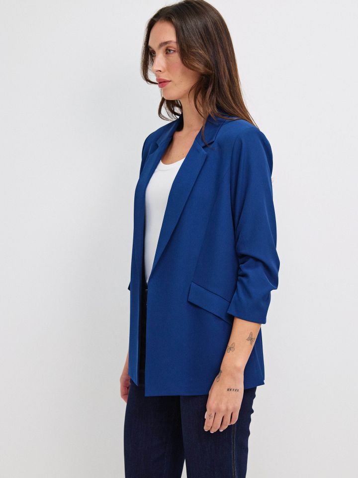 ג’קט כיווץ בשרוול PROMO בצבע כחול אינדיגו