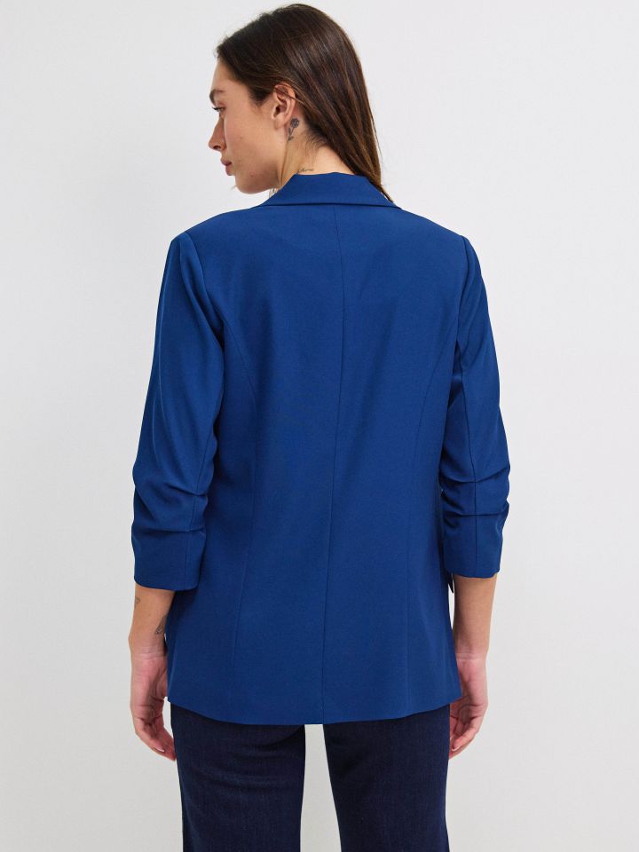 ג’קט כיווץ בשרוול PROMO בצבע כחול אינדיגו