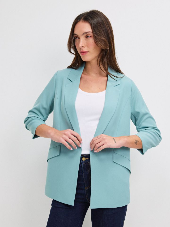 ג’קט כיווץ בשרוול PROMO בצבע תכלת מעושן