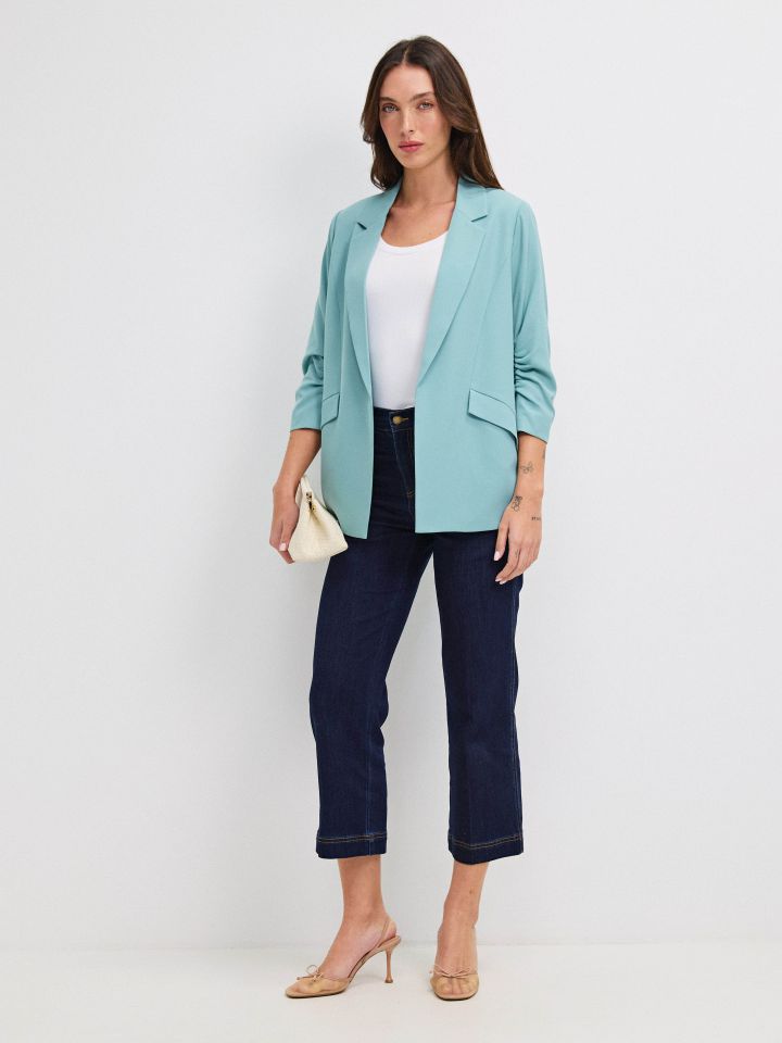 ג’קט כיווץ בשרוול PROMO בצבע תכלת מעושן