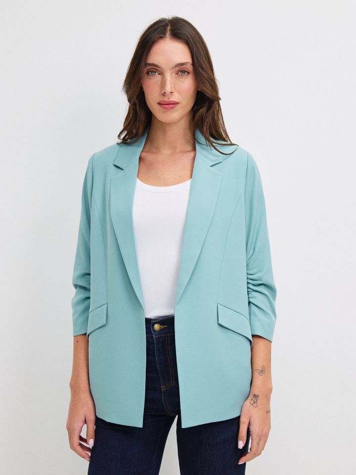 ג’קט כיווץ בשרוול PROMO בצבע תכלת מעושן