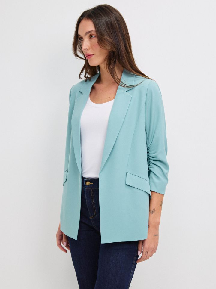 ג’קט כיווץ בשרוול PROMO בצבע תכלת מעושן