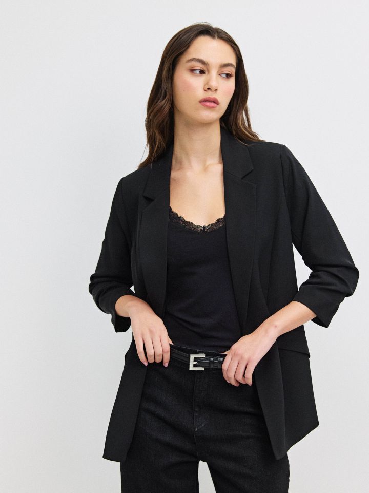 ג’קט כיווץ בשרוול PROMO בצבע שחור