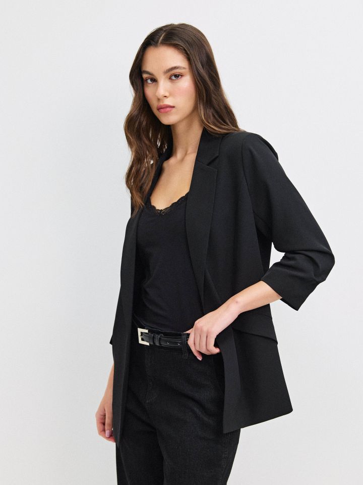 ג’קט כיווץ בשרוול PROMO בצבע שחור