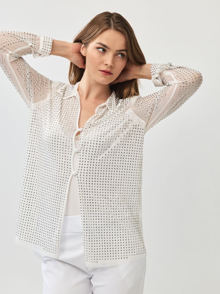 עליונית דמוי יהלומים ROMI בצבע לבן