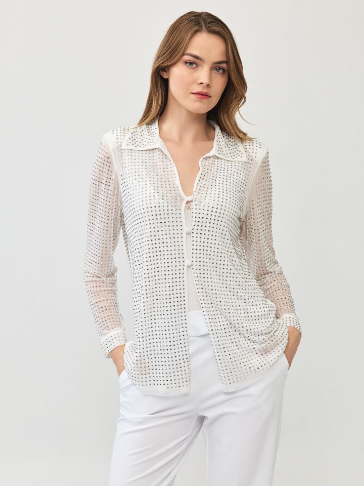 עליונית דמוי יהלומים ROMI בצבע לבן