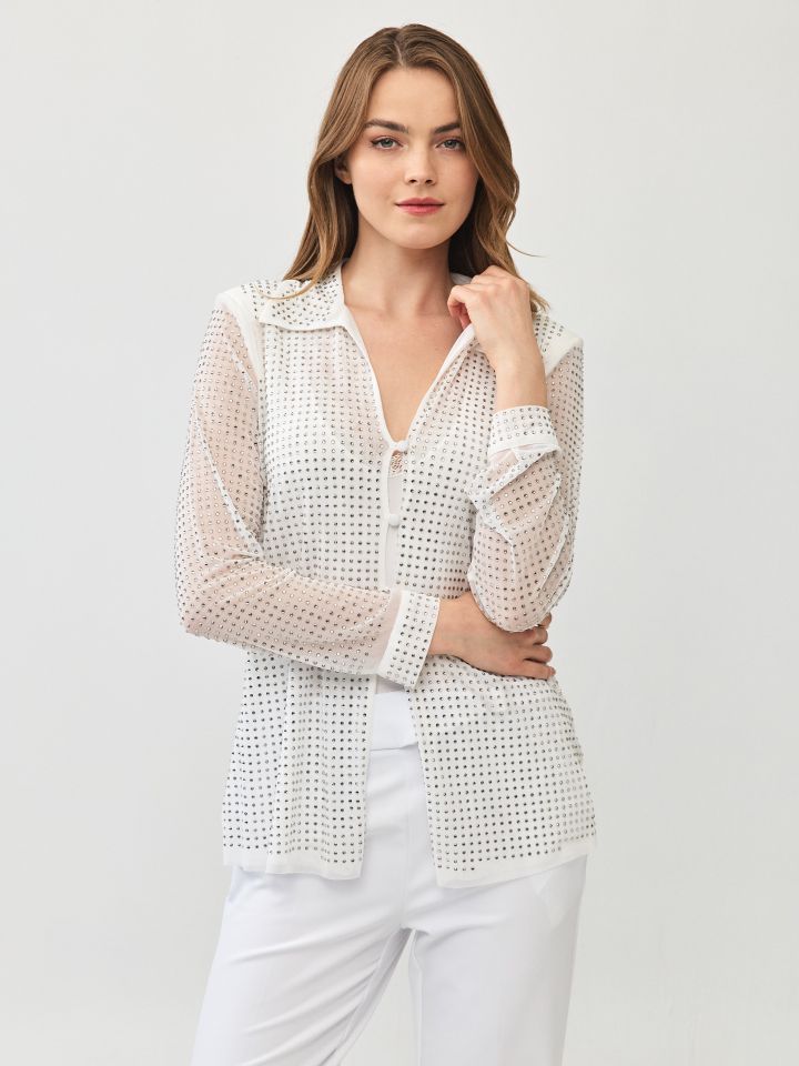 עליונית דמוי יהלומים ROMI בצבע לבן