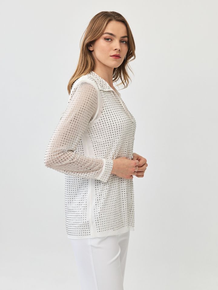 עליונית דמוי יהלומים ROMI בצבע לבן