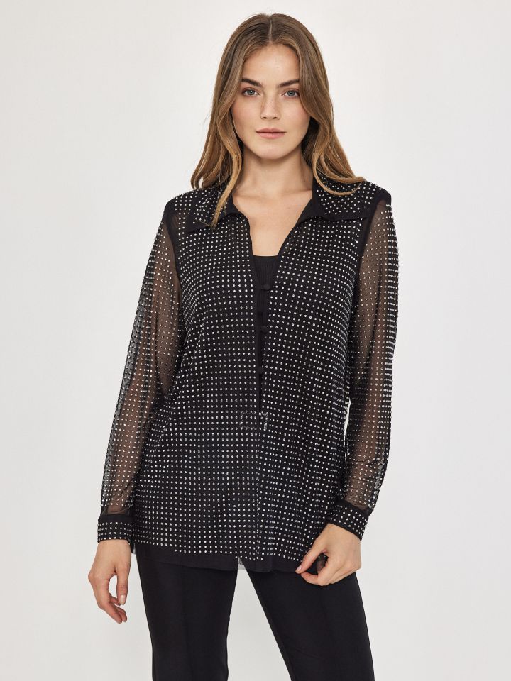 עליונית דמוי יהלומים ROMI בצבע שחור