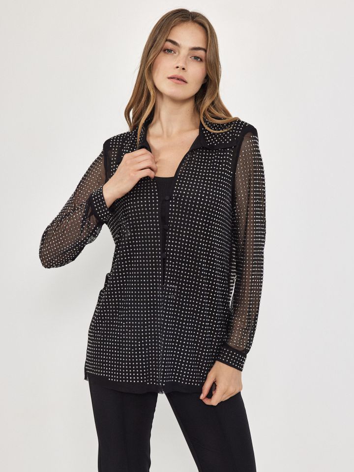 עליונית דמוי יהלומים ROMI בצבע שחור