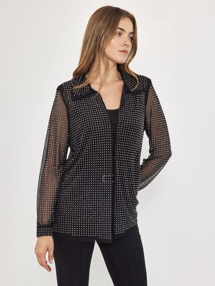 עליונית דמוי יהלומים ROMI בצבע שחור