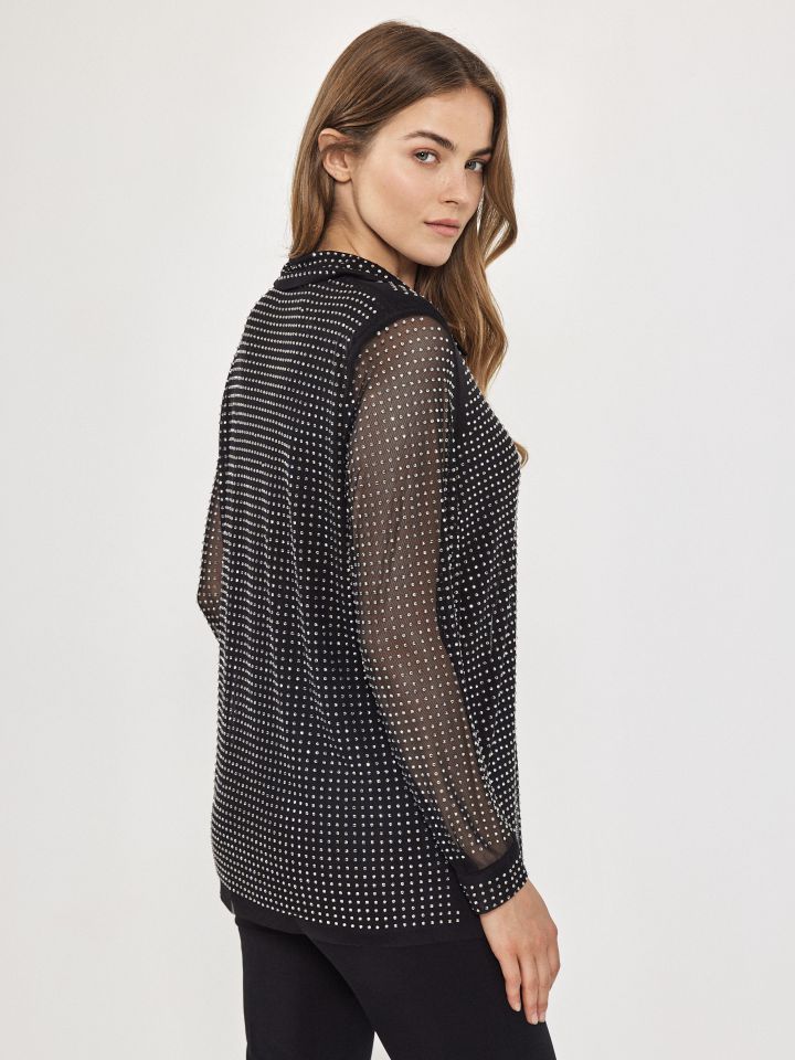 עליונית דמוי יהלומים ROMI בצבע שחור