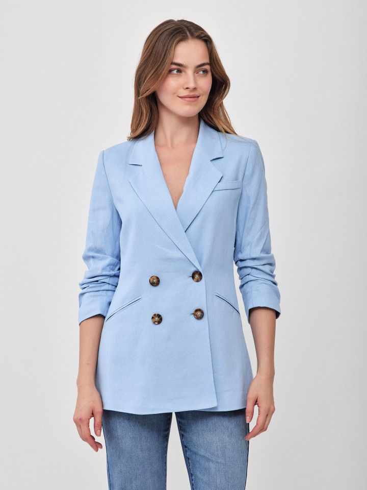 ג’קט כיווץ בשרוול בצבע תכלת אורלי