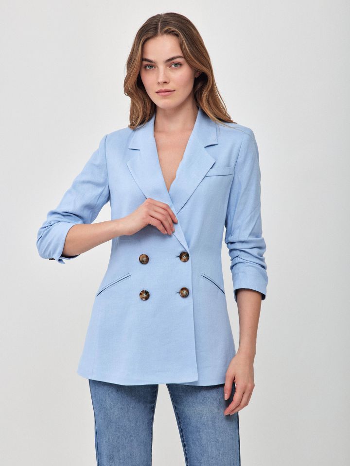 ג’קט כיווץ בשרוול בצבע תכלת אורלי