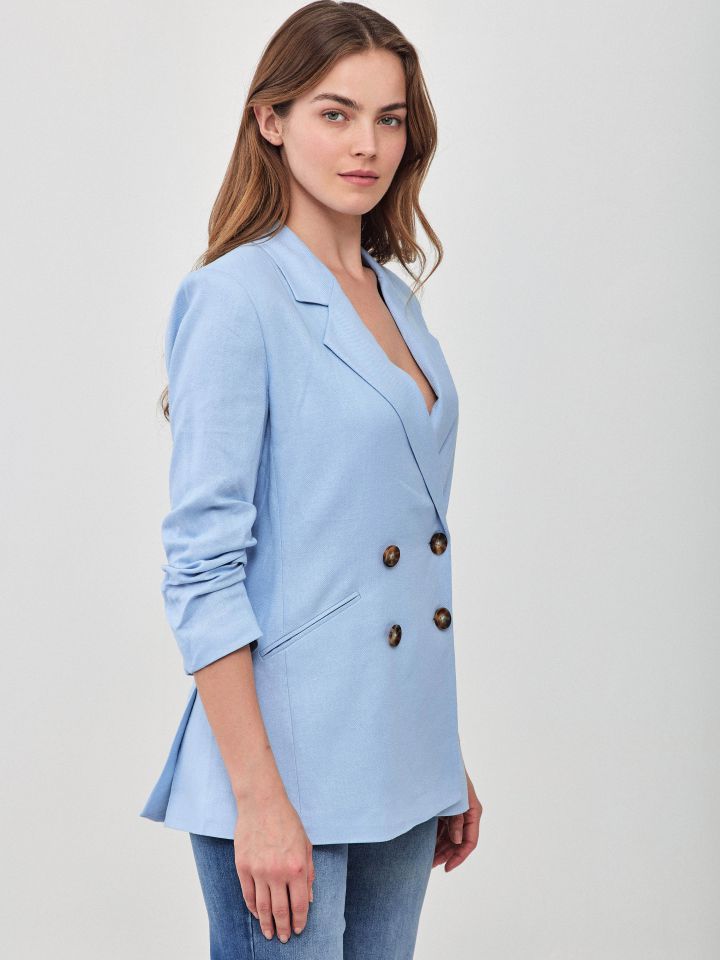 ג’קט כיווץ בשרוול בצבע תכלת אורלי