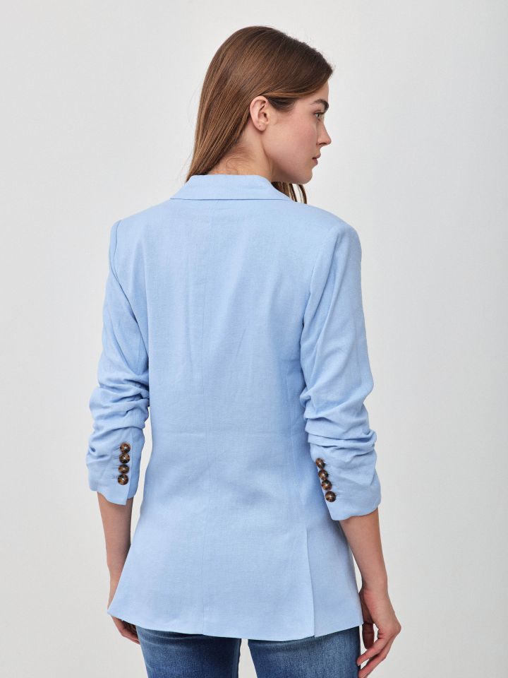 ג’קט כיווץ בשרוול בצבע תכלת אורלי