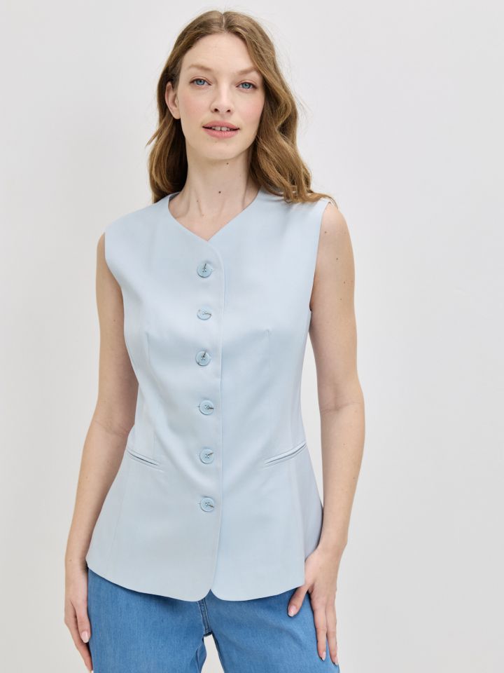 וסט כפתורים ROMI בצבע תכלת