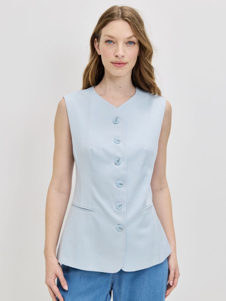 וסט כפתורים ROMI בצבע תכלת