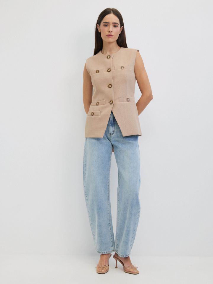 וסט RANI כפתורים בצבע מוקה