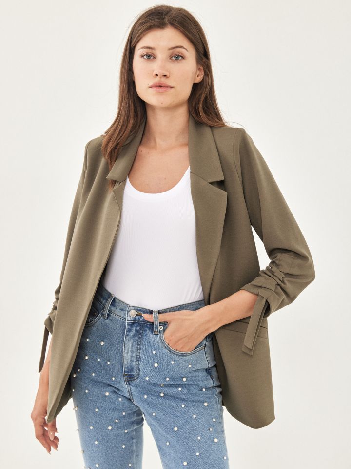 ג’קט סקובה  כיווץ בשרוול PROMO בצבע זית