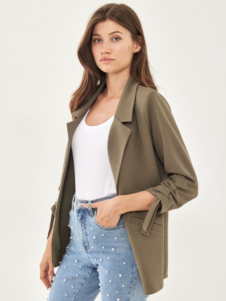 ג’קט סקובה  כיווץ בשרוול PROMO בצבע זית