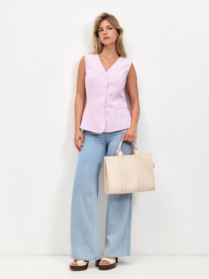 וסט פסים בצבע ורוד