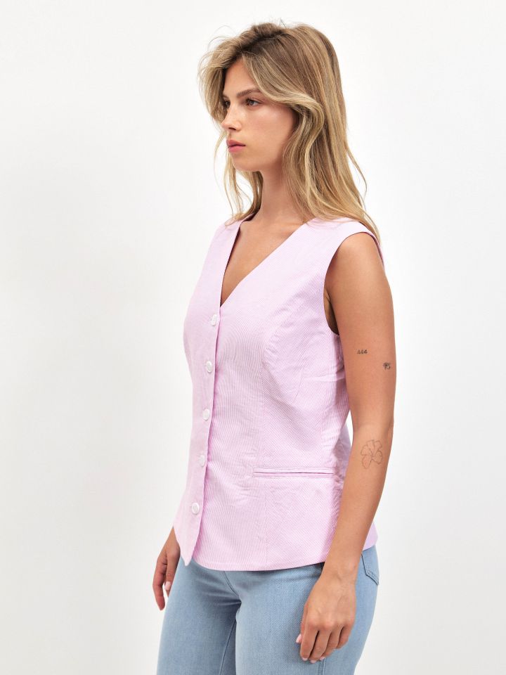 וסט פסים בצבע ורוד