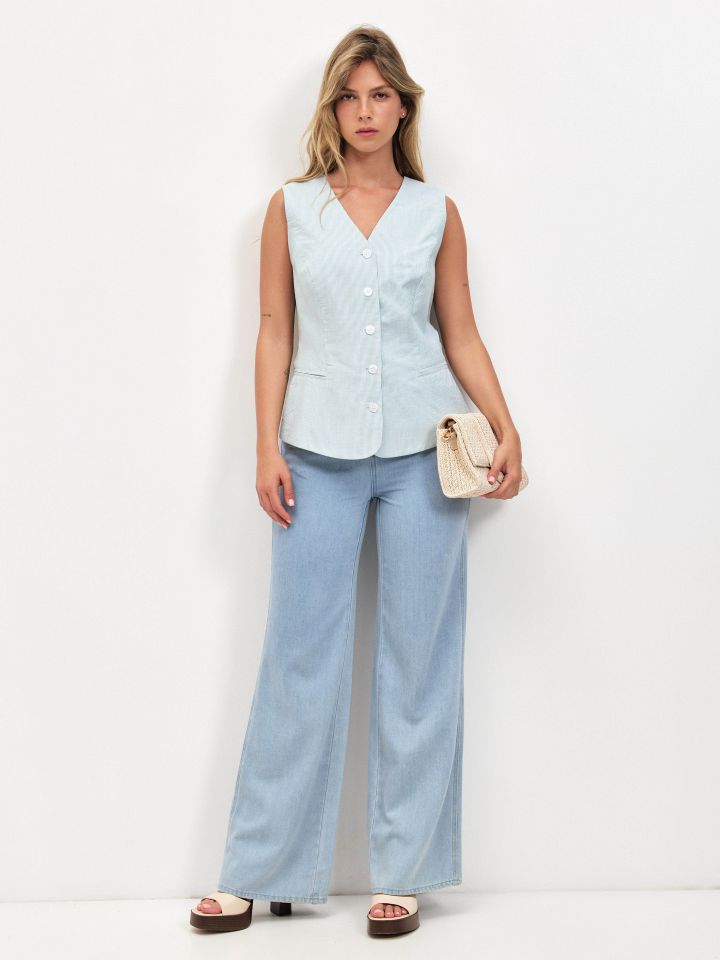 וסט פסים בצבע ירוק