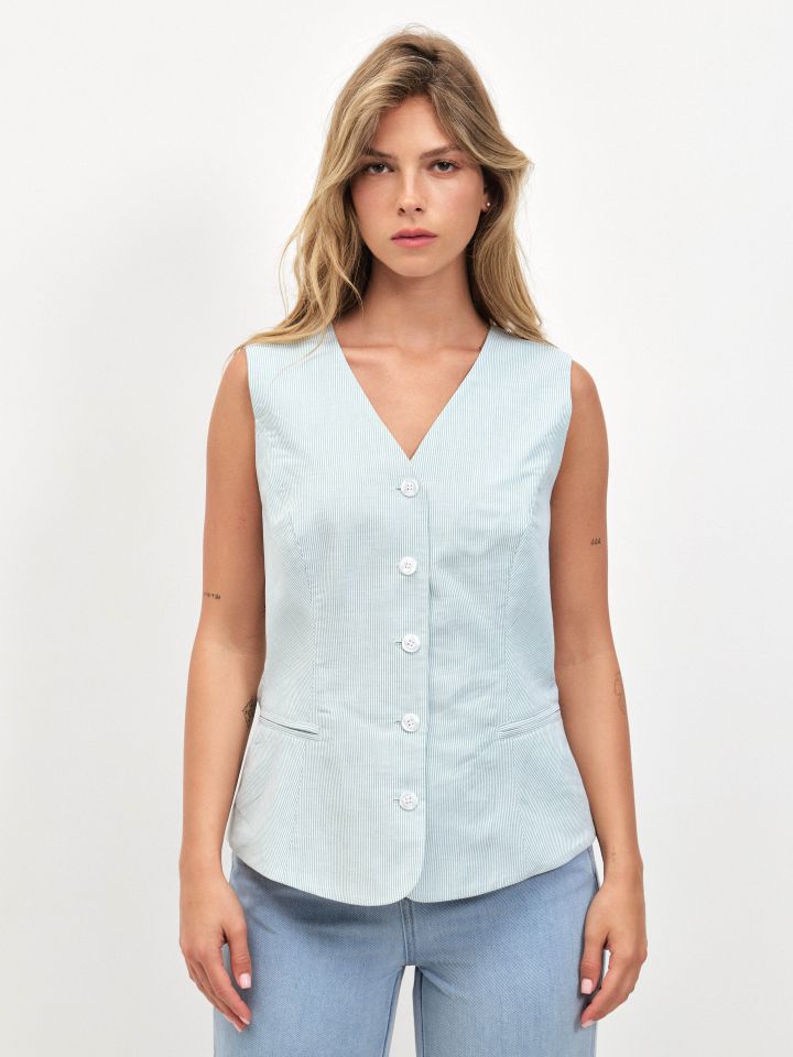 וסט פסים בצבע ירוק