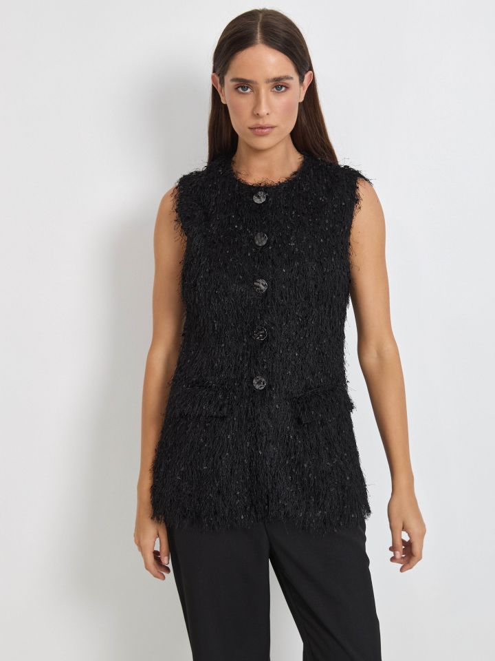 וסט מראה פרנזים בצבע שחור