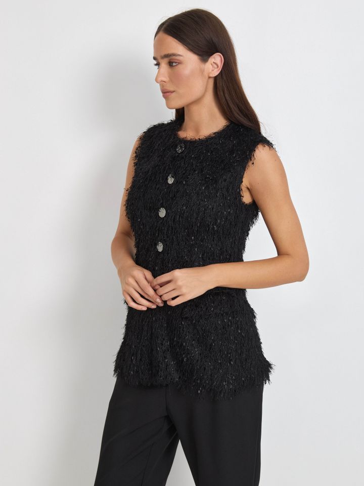 וסט מראה פרנזים בצבע שחור