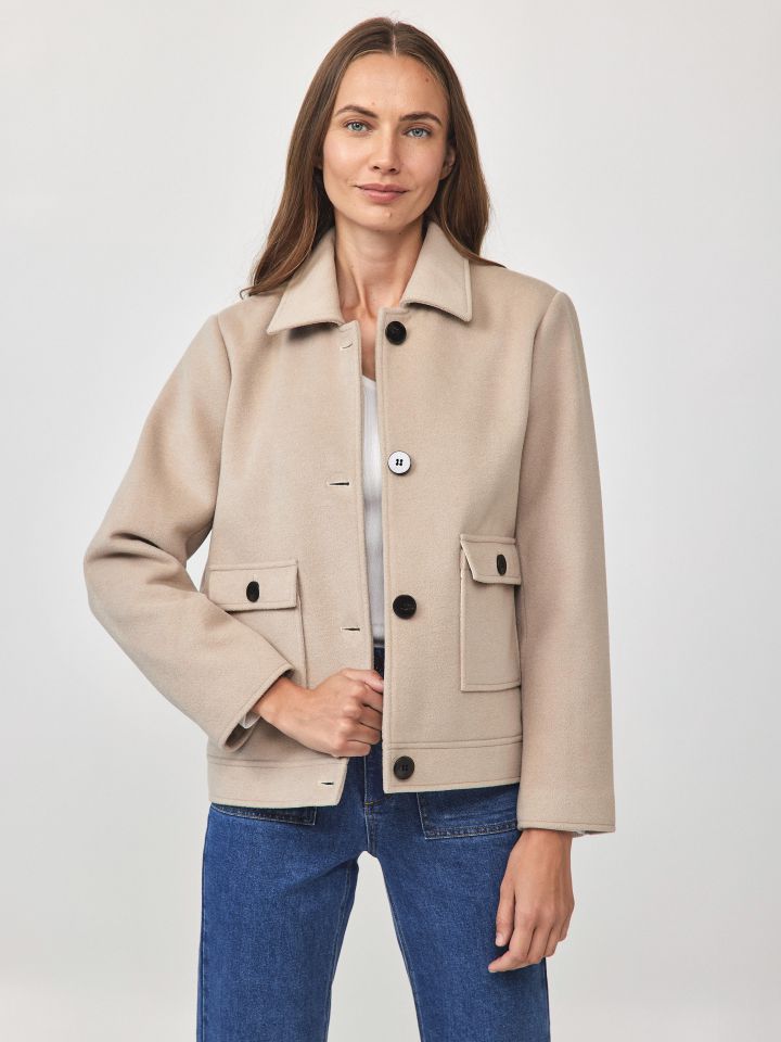 מעיל כיסים PROMO בצבע בייז קפוצינו