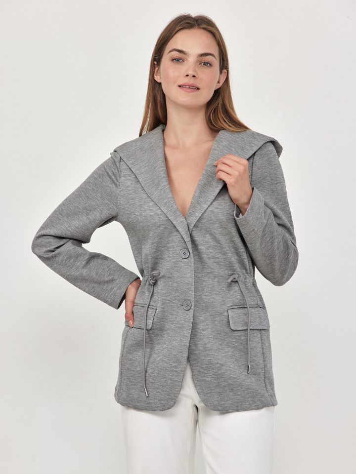 ג’קט קפוצ’ון PROMO בצבע אפור כסף