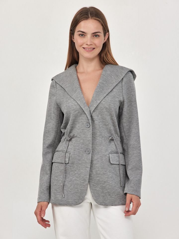 ג’קט קפוצ’ון PROMO בצבע אפור כסף