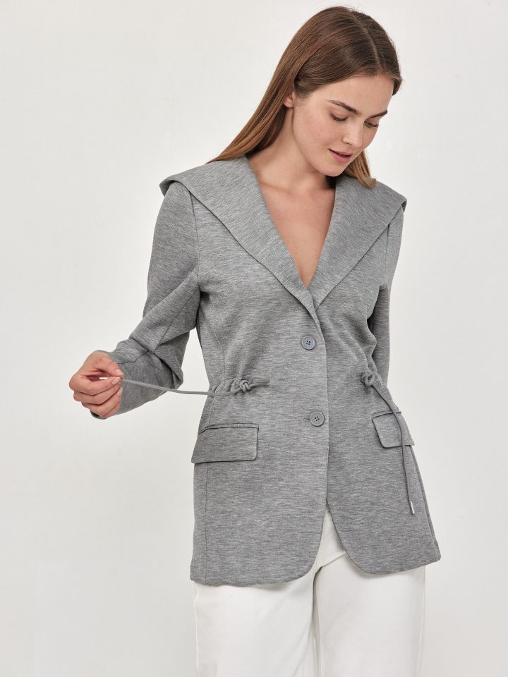 ג’קט קפוצ’ון PROMO בצבע אפור כסף