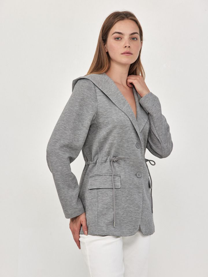 ג’קט קפוצ’ון PROMO בצבע אפור כסף