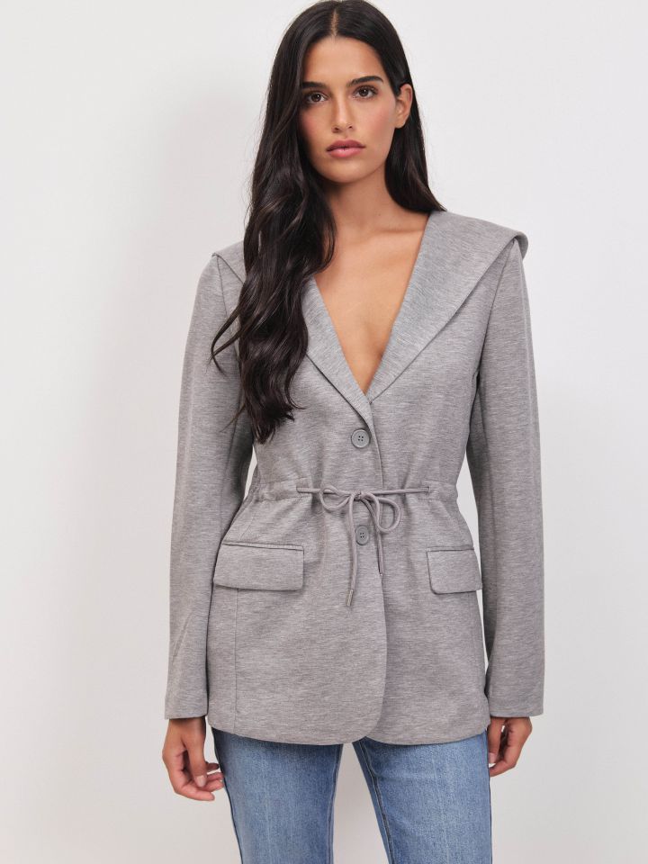 ג’קט קפוצ’ון PROMO בצבע אפור כסף