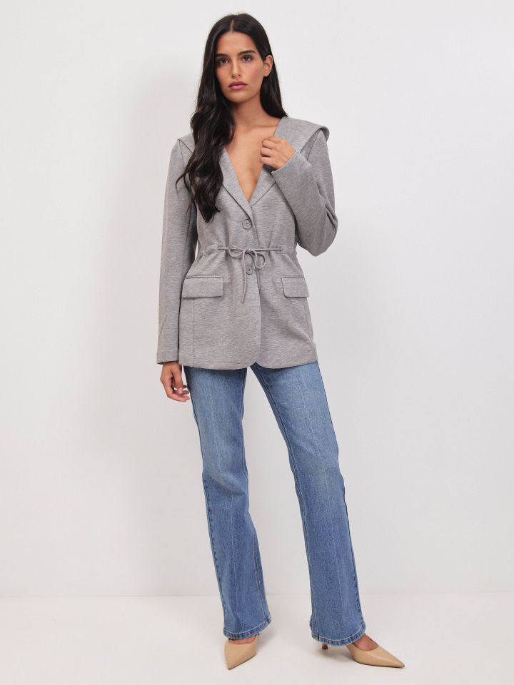 ג’קט קפוצ’ון PROMO בצבע אפור כסף