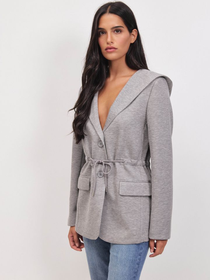 ג’קט קפוצ’ון PROMO בצבע אפור כסף