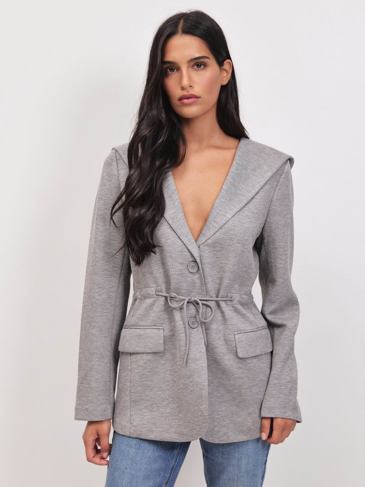 ג’קט קפוצ’ון PROMO בצבע אפור כסף