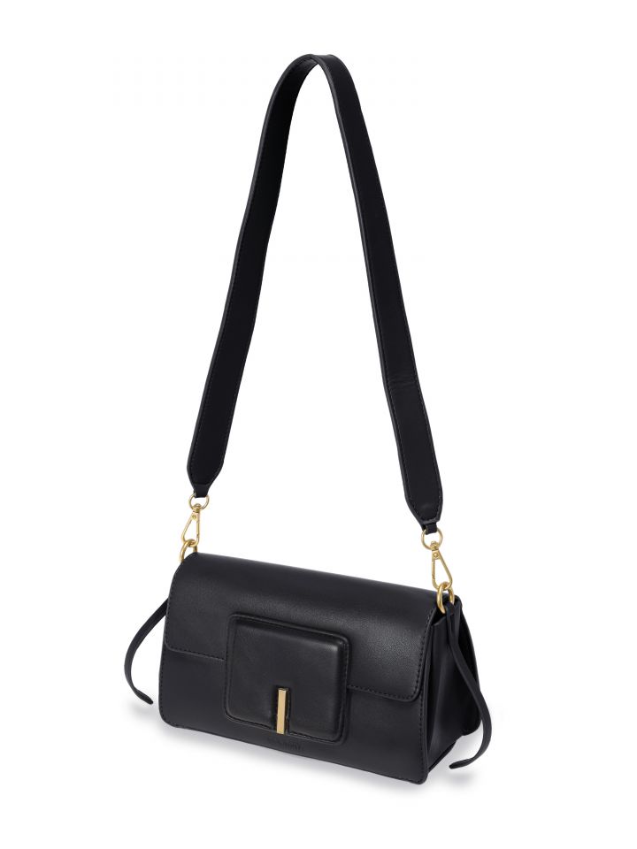 תיק צד מלבני תיפורים בצבע שחור