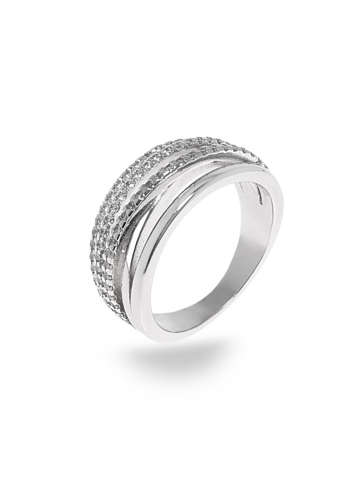 טבעת שכבות משובצת בצבע כסף