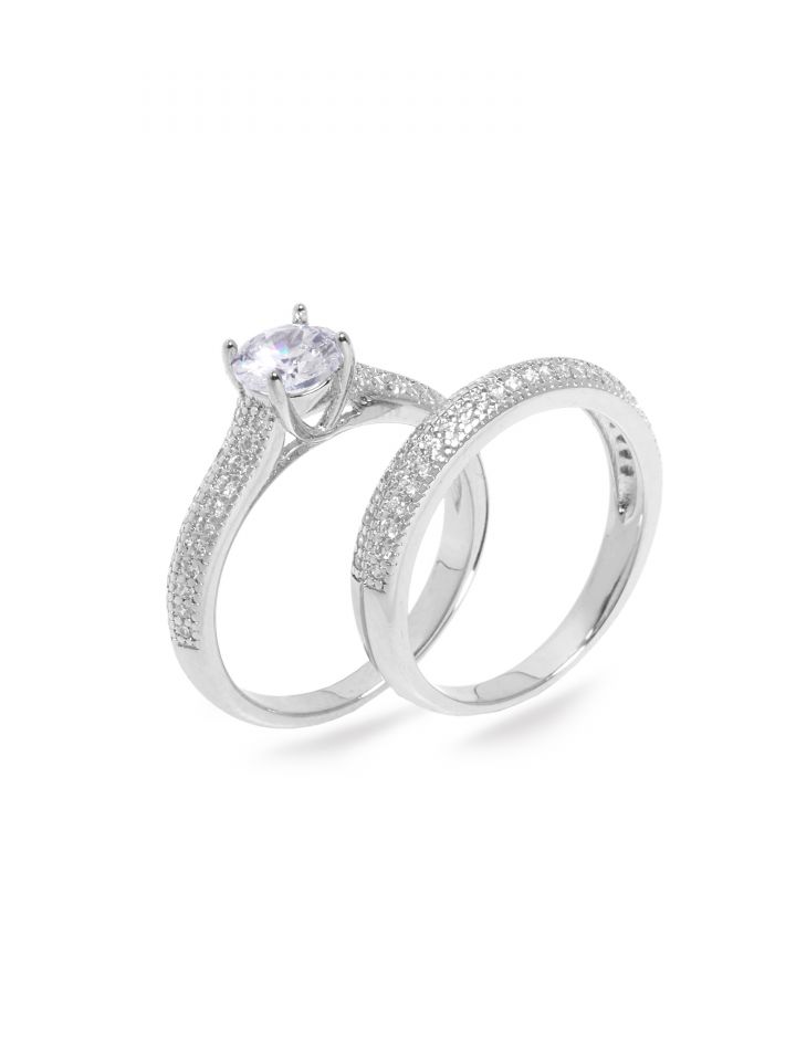 טבעת כפולה PRINCESS בצבע כסף