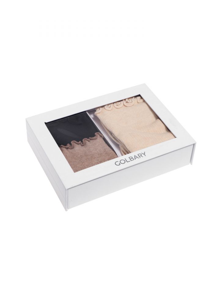 מארז שלישיית גרביים גבוהות מלמלה בצבע שחור/חום