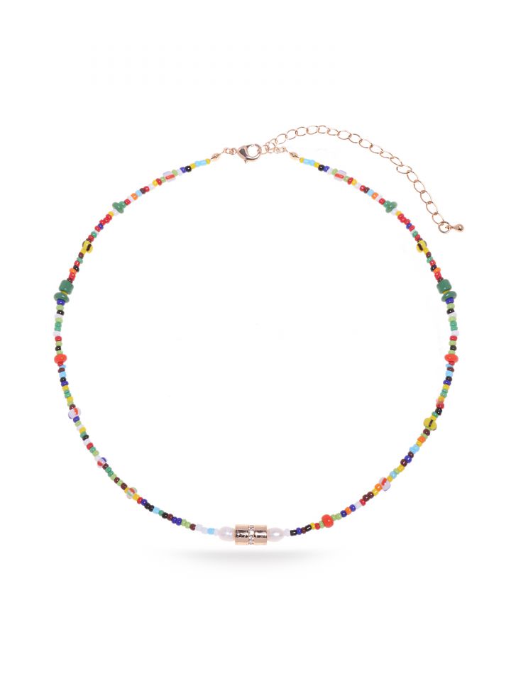 שרשרת חרוזים צבעוניים שילוב זהב בצבע צבעוני