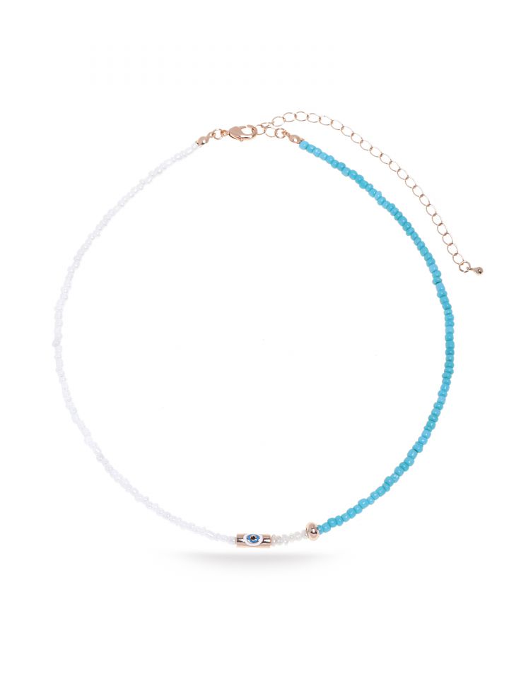 שרשרת MYKONOS שילוב עין בצבע טורקיז